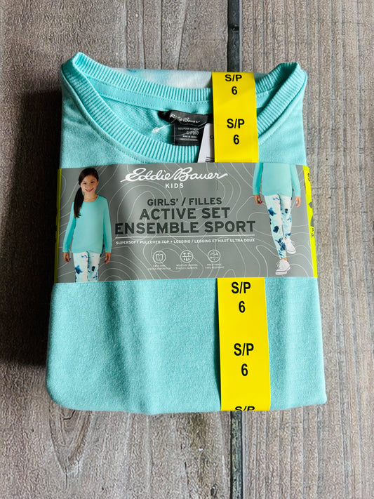 Eddie Bauer Kids size 6 girls active set with super soft pullover top and matching leggings, new with tags, Kids 6/6X (extra small)
