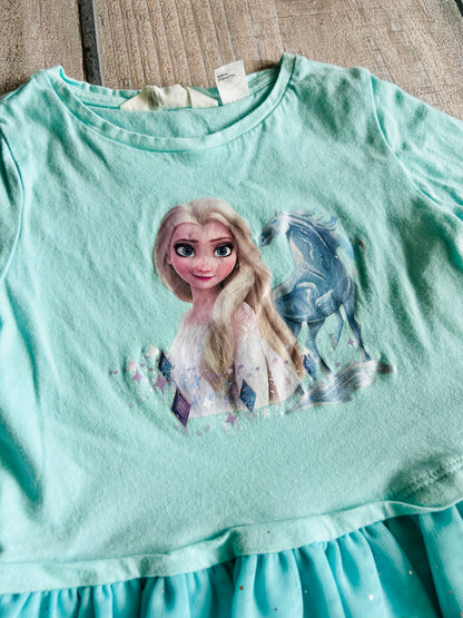H&M x Disney size 4-6yrs girls Frozen 2 Elsa dress, turquoise blue, sparkly tulle skirt, Kids 6/6X (extra small)