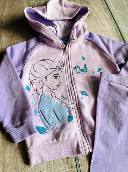 Disney Frozen 2 size 6 girls matching Elsa zip up hoodie, sweater and leggings set, like new, Kids 6/6X (extra small)
