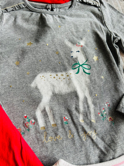 Bundle of long sleeve Christmas tops, size 5-6 and size 6 girls, unicorns, deer, candy cane, snowman, reindeer, Kids 6/6X (extra small)