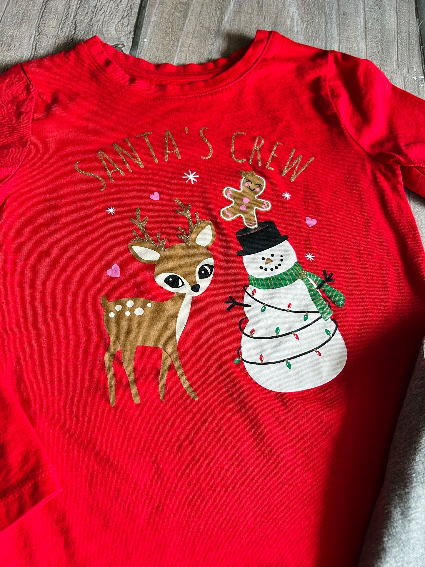Bundle of long sleeve Christmas tops, size 5-6 and size 6 girls, unicorns, deer, candy cane, snowman, reindeer, Kids 6/6X (extra small)