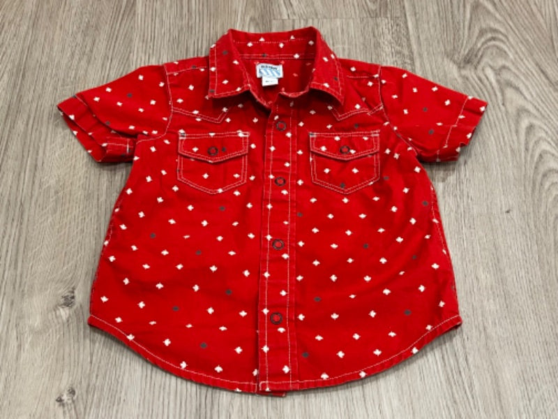 Old Navy, Red Canada Day s/s dress shirt, size 18-24mos, VGUC, Kids 24 Month (18-24M)