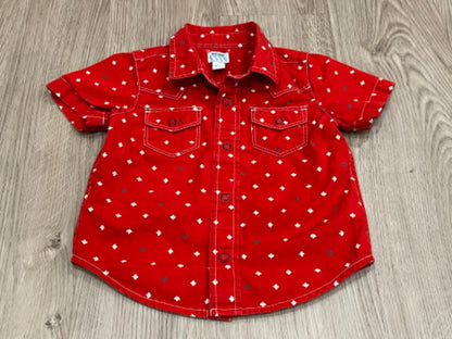 Old Navy, Red Canada Day s/s dress shirt, size 18-24mos, VGUC, Kids 24 Month (18-24M)