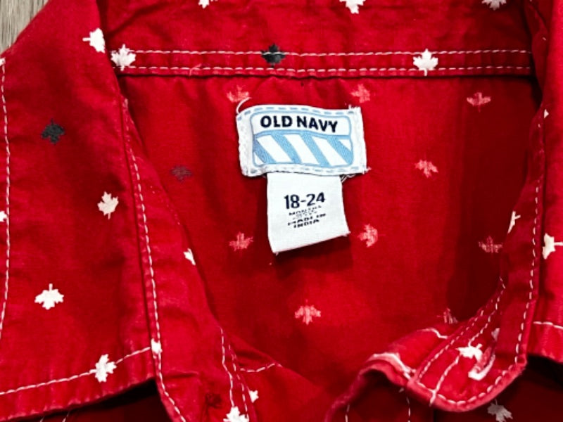 Old Navy, Red Canada Day s/s dress shirt, size 18-24mos, VGUC, Kids 24 Month (18-24M)