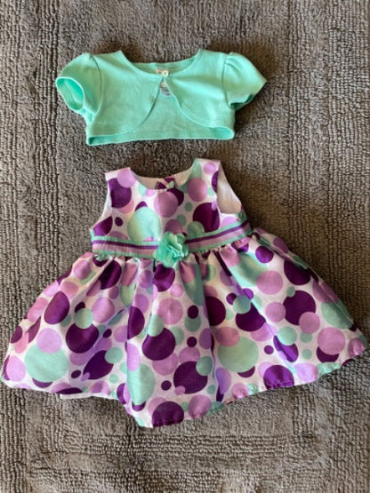 George 3-6 month purple teal polka dot dress , Kids 6 Month (3-6M)