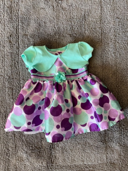 George 3-6 month purple teal polka dot dress , Kids 6 Month (3-6M)