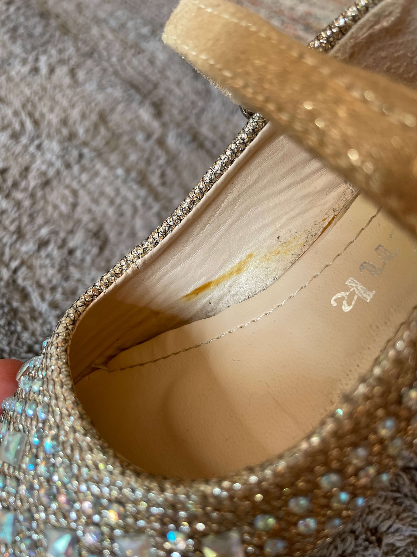 Gold sparkly size 5 dress shoes , Shoes 5 (Walkers:12-24 mth)