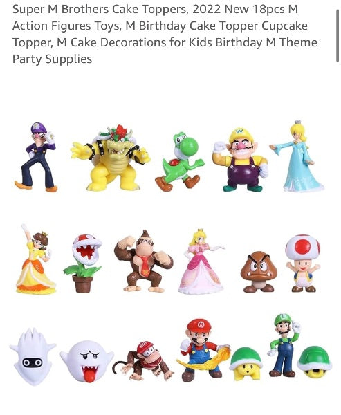 Super Mario Brothers Cake/ Cupcake Toppers 18 pc Set (2)