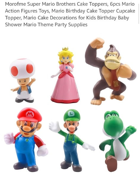 Super Mario Brothers Cake Toppers 6pc