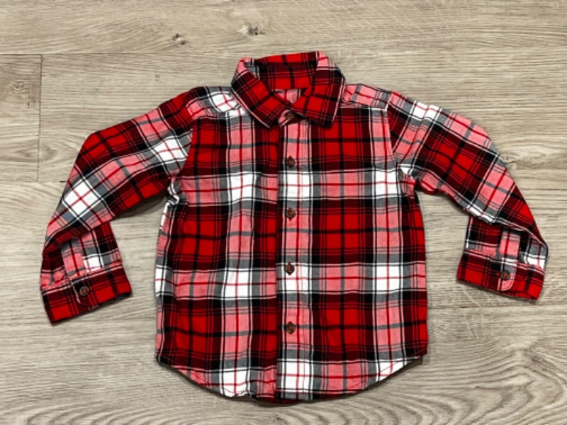 Carter’s, Red Plaid, L/S button up shirt, size 18mos, VGUC, Kids 18 Month (12-18M)