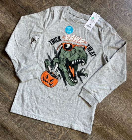 Carter’s Dinosaur Halloween Shirt, grey, size 8, NWT