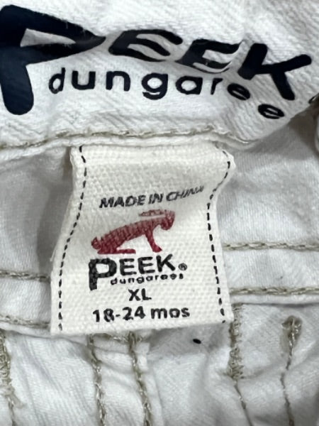 Peek Dungarees, White denim jeans with blue denim patches, size 18-24mos, VGUC, Kids 24 Month (18-24M)