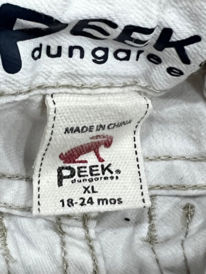 Peek Dungarees, White denim jeans with blue denim patches, size 18-24mos, VGUC, Kids 24 Month (18-24M)