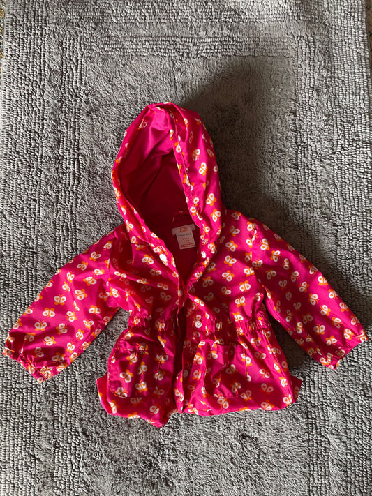 Joe fresh 6-12M rain jacket pink with butterflies , Kids 9 Month (6-9M)