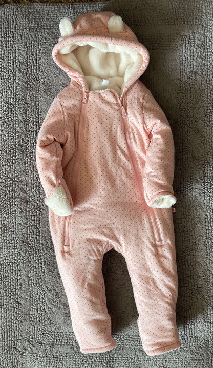 Baby Gap 6-12M bunting suit pink polka dots , Kids 9 Month (6-9M)