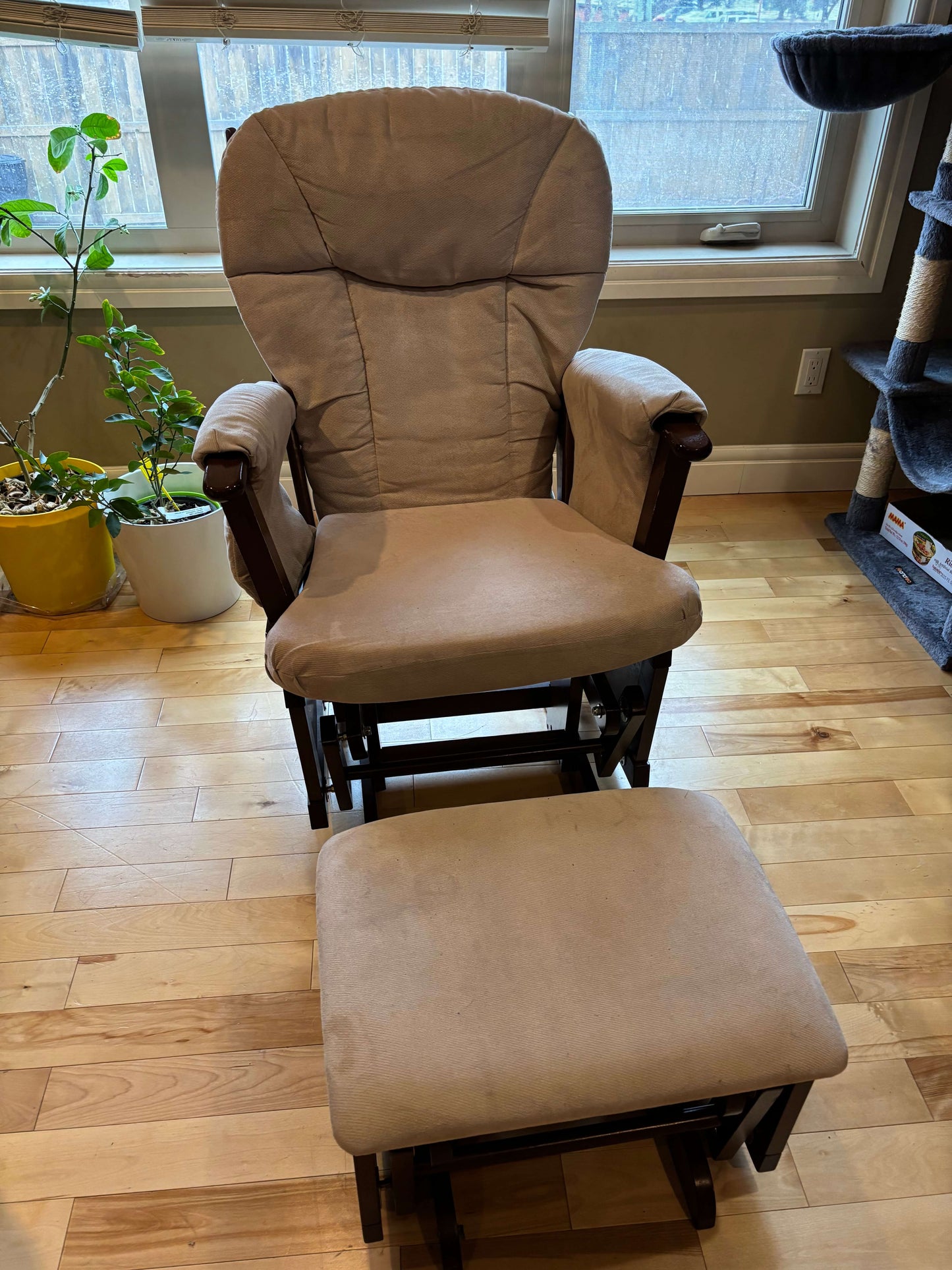 Eddie Bauer Glider rocking chair with matching ottoman