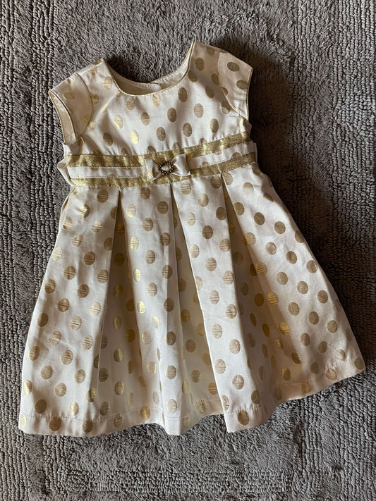 Jona Michelle Size 2 Gold polka dot holiday dress, Kids 2T