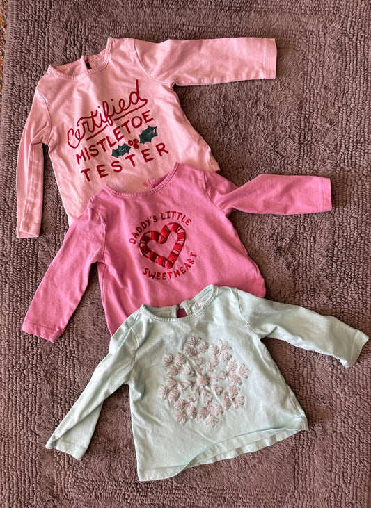 Bundle of 3 Joe Fresh 6-12M Christmas shirts, Kids 9 Month (6-9M)
