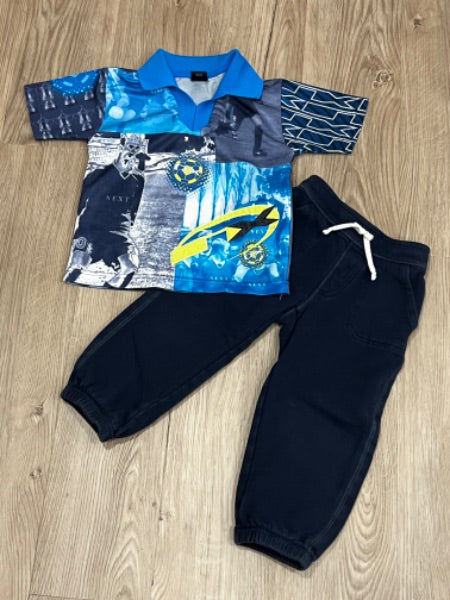 Boys outfit, NEXT brand Soccer Polo & and Old Navy Joggers, size 3yrs/3T, VGUC, Kids 3T
