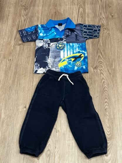 Boys outfit, NEXT brand Soccer Polo & and Old Navy Joggers, size 3yrs/3T, VGUC, Kids 3T