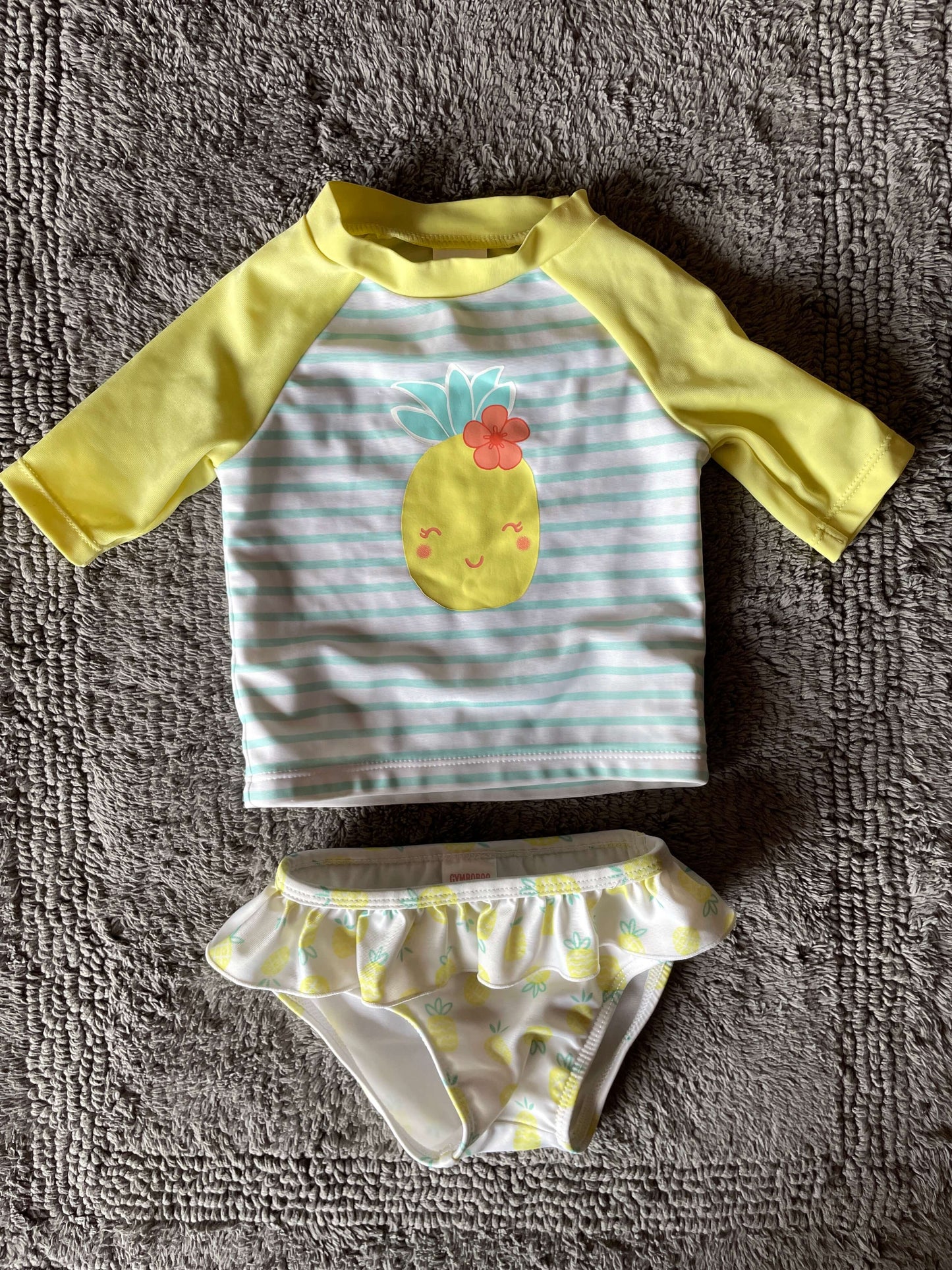 Gymboree 3-6M pineapple 2 piece swim suit, Kids 6 Month (3-6M)