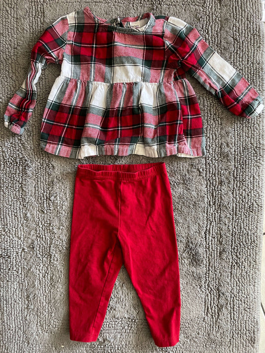Carter's 24M red checkered Christmas outfit, Kids 24 Month (18-24M)