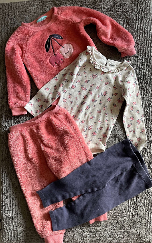 Pekkle 4 piece set- cherries, 24M, Kids 24 Month (18-24M)