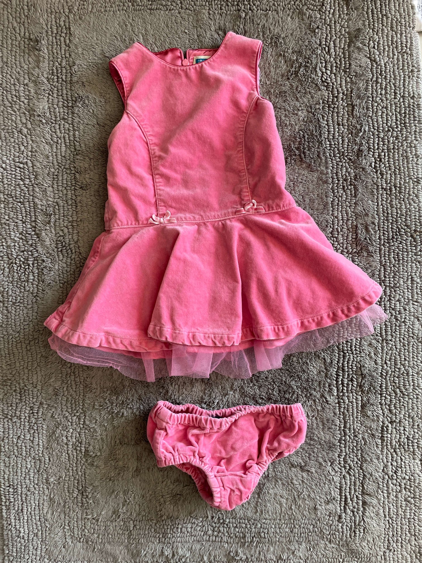 Children's Place 18M velour pink dress and diaper cover, Kids 18 Month (12-18M)