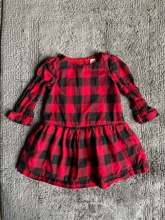 Baby Gap size 2 red and black checkered Christmas dress , Kids 2T