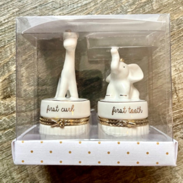 First Curl & First Tooth Ceramic Keepsake Boxes, NEW