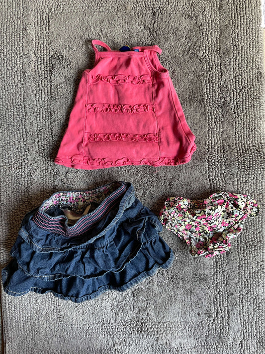 24M summer outfit- tank top, skirt, diaper cover (Gagou Tagou and Oshkosh), Kids 24 Month (18-24M)