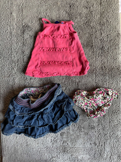 24M summer outfit- tank top, skirt, diaper cover (Gagou Tagou and Oshkosh), Kids 24 Month (18-24M)