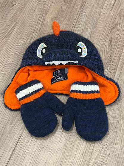 TCP, Dinosaur winter hat and mitts set, knit/fleece, size 6-12mos