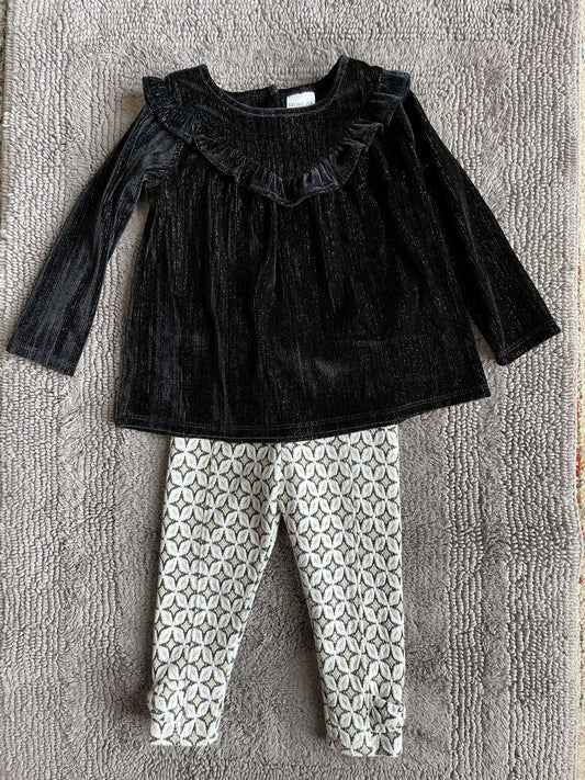 Rachel Zoe 24M black sparkly top and pants, Kids 24 Month (18-24M)