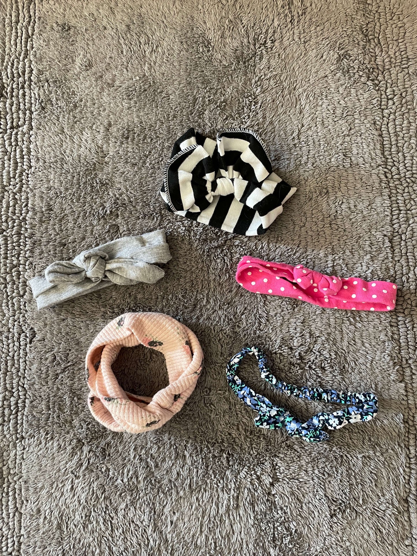 Bundle of 5 baby girl headband bows- multicolor