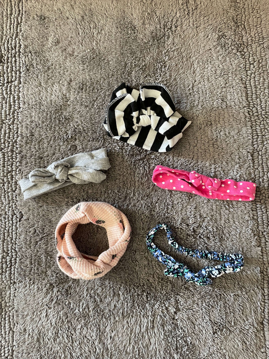 Bundle of 5 baby girl headband bows- multicolor