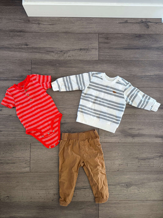 12m Carters Bundle: Pants, Pullover Sweater, Onesie, Kids 12 Month (9-12M)