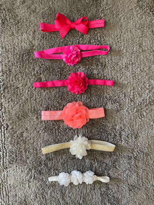 Bundle of 6 baby girl headband flowers