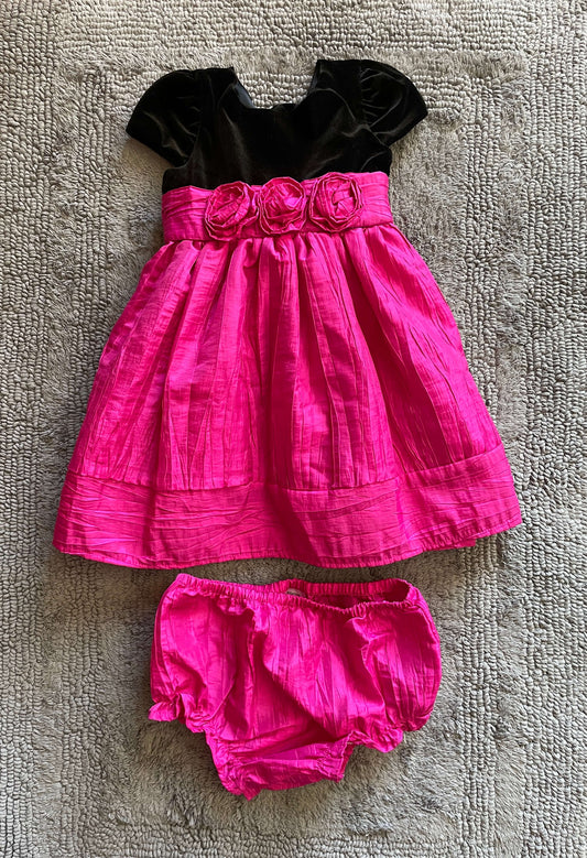 Black and hot pink 24M formal dress and diaper cover, Kids 24 Month (18-24M)