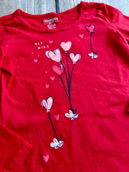 Osh Kosh/George size 5 girls holiday themed hearts top with leggings, Kids 5/5T (extra small)