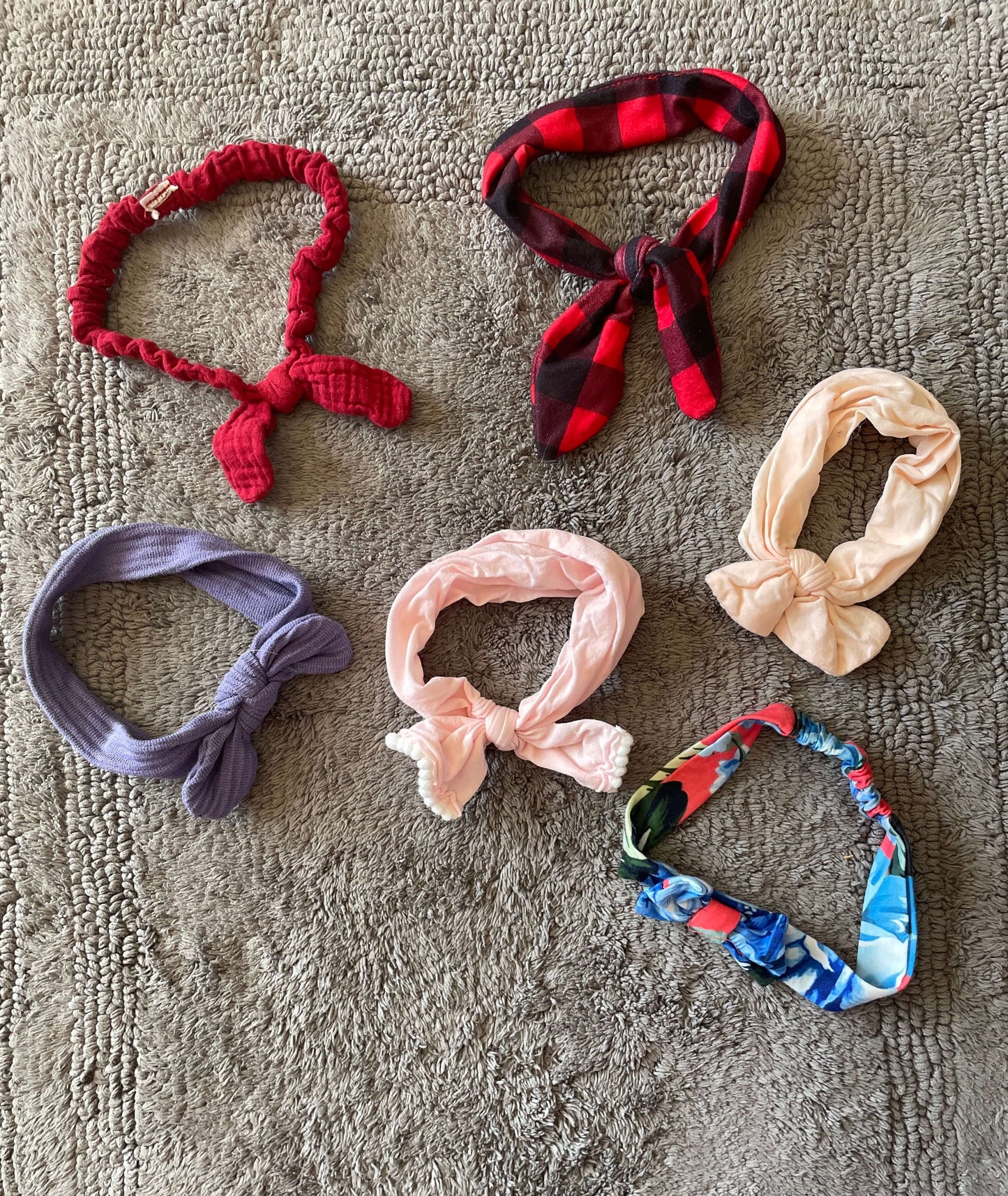 Bundle of 6 baby girl headband bows (thicker)