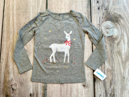 Carter’s size 5 girls holiday deer top, brand new with tags, Kids 5/5T (extra small)