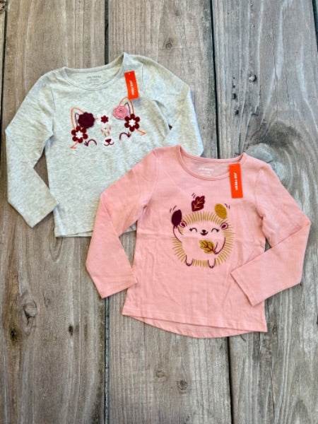 Joe Fresh size 5 girls long sleeve animal themed tops, brand new with tags, Kids 5/5T (extra small)