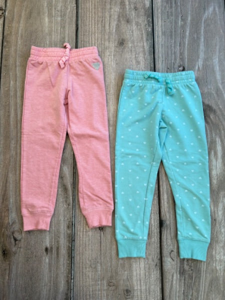 Set of 2 girls sweatpants/joggers size 4-5yrs, sea foam blue and pink, Kids 4/4T