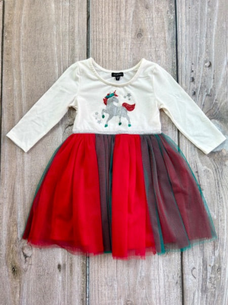 Zunie size 5T girls unicorn Christmas themed dress