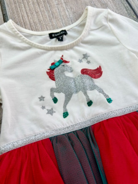 Zunie size 5T girls unicorn Christmas themed dress