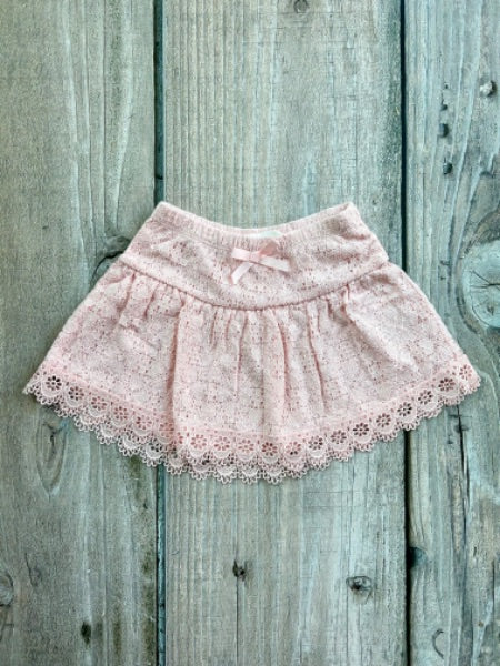 H&M size 2-4 girls blush pink lace overlay skirt, Kids 4/4T