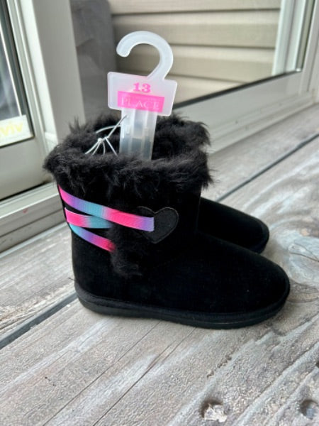 Children’s Place size 13T black “Ugg style” faux fur boots, brand new with tags, Shoes 13 (Kids:4-8yr)