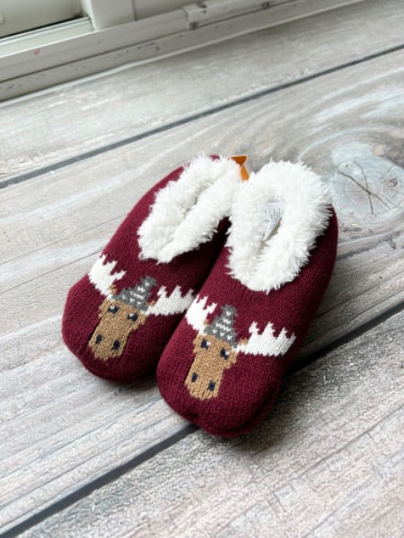 Gymboree boys size small slip-on knit moose slippers, new with tags, Shoes 9 (Toddler:2-4yr)