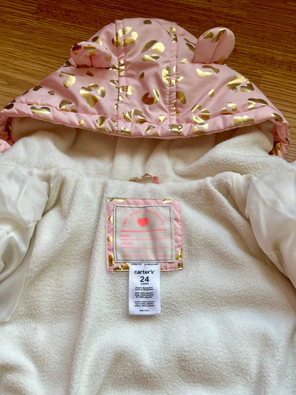 BNWOT - Pink Leopard Print Puffer Jacket 24 mths, Kids 24 Month (18-24M)
